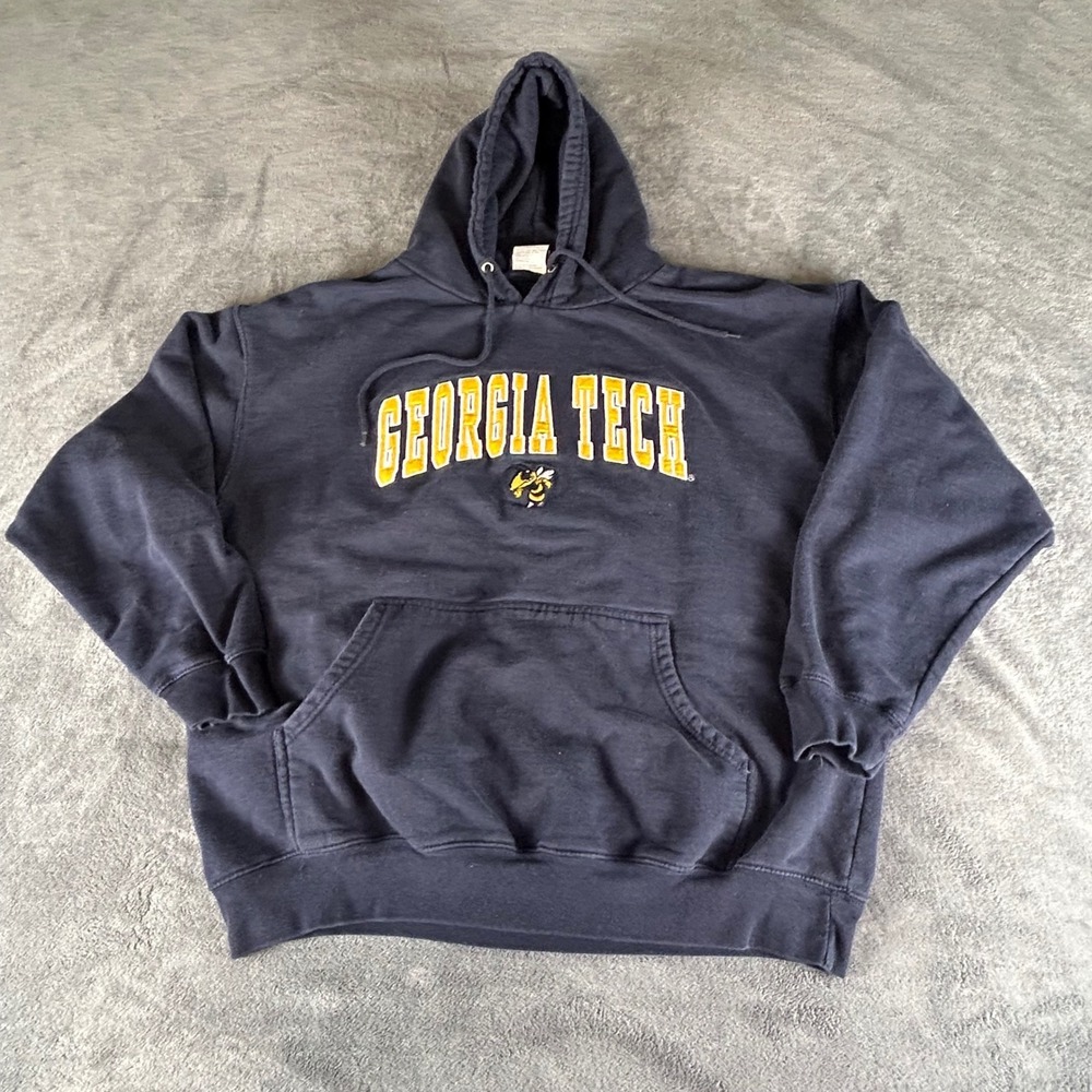 TSI Sportswear Georgia Tech Yellow Jackets Hoodie Navy Blue Mens Large Buzz Logo
